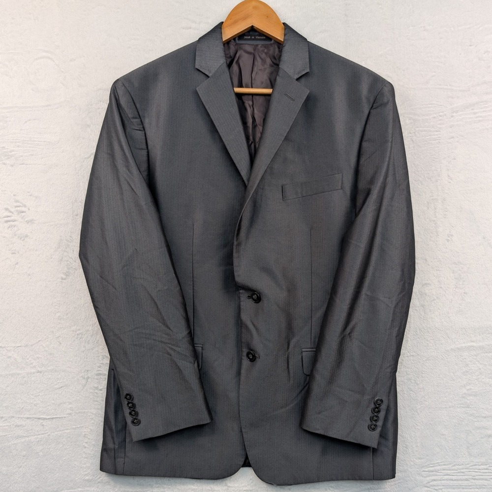 Calvin Klein Blazer Men's 42R Gray Herringbone Business Two Button Sport Coat